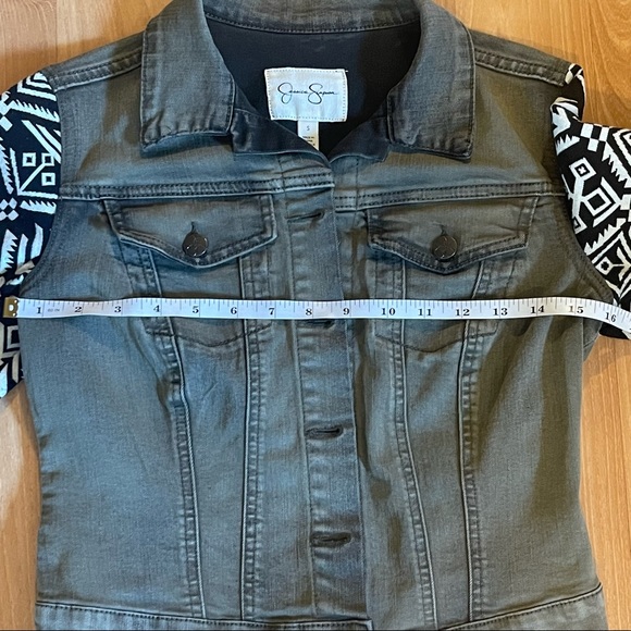 JESSICA SIMPSON-OLIVE GREEN ETHNIC DENIM JACKET - Picture 8 of 14